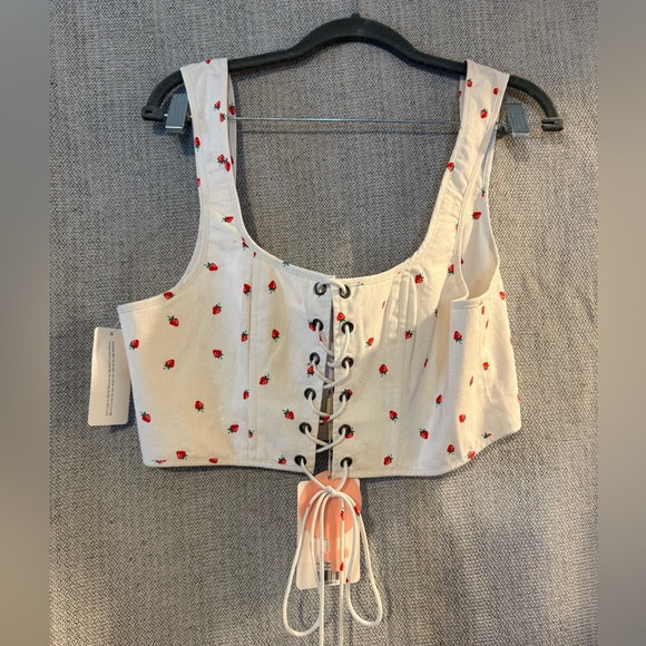 Selkie Tops - Strawberry Lace-Up Corset